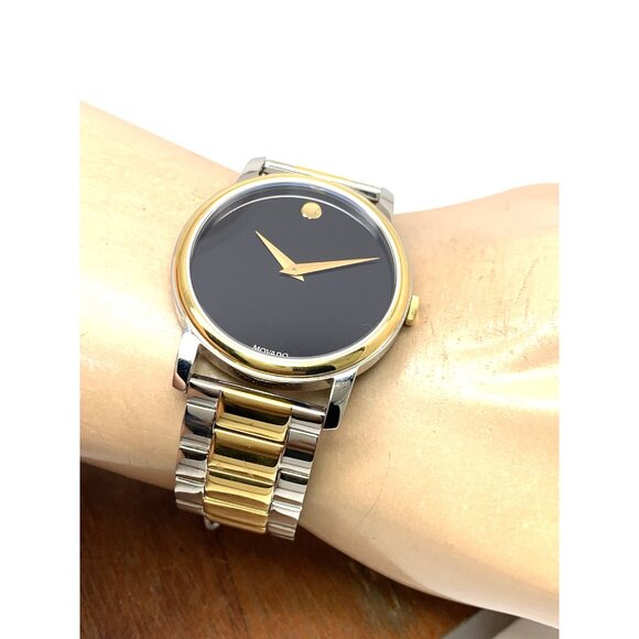 Movado Men's Watch 2100016 Museum Black Dial Swiss Quartz Two Tone Steel 39mm - Picture 6 of 14